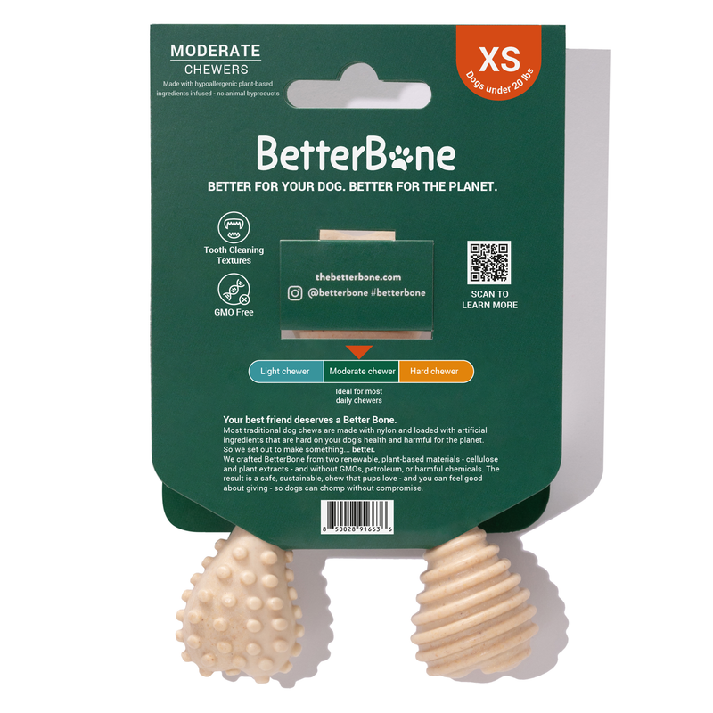 BetterBone All Natural Eco-Friendly Dog Chews & Bones BetterBone Mini Chew Toy Dog Toys White Smoke Mini / Light / Veggie,Mini / Light / Beef,Mini / Moderate / Veggie,Mini / Moderate / Beef,Mini / Hard / Veggie,Mini / Hard / Beef