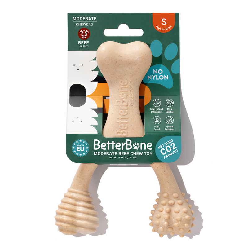 BetterBone All Natural Eco-Friendly Dog Chews & Bones BetterBone Small Chew Toy Dog Toys White Smoke Small / Moderate / Beef