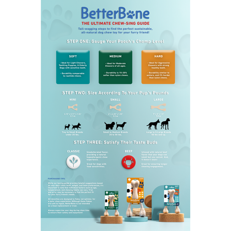 BetterBone All Natural Eco-Friendly Dog Chews & Bones BetterBone LIGHT Chew Toy Dog Toys