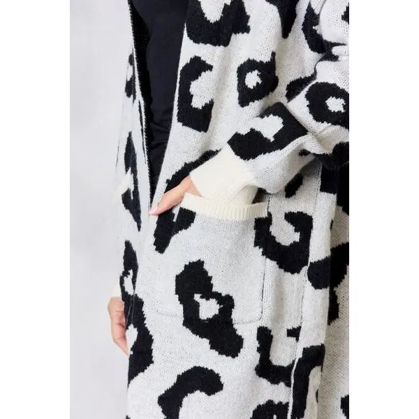 BiBi Leopard Open Front Cardigan