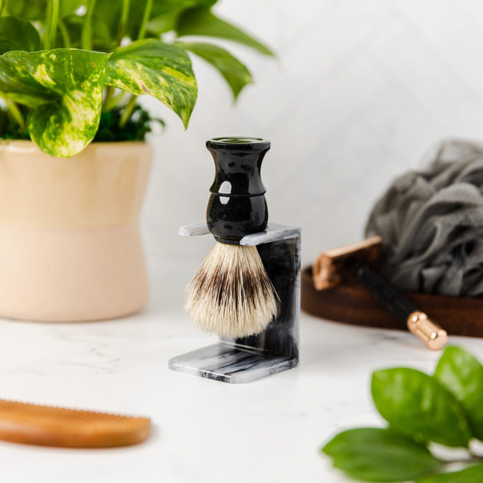 Shaving Brush and Acrylic Shaving Brush Stand Set