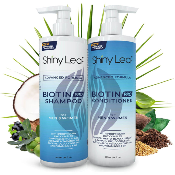Shiny Leaf - Biotin Pro Shampoo And Conditioner Set Anti Hair Loss With Dht Blockers