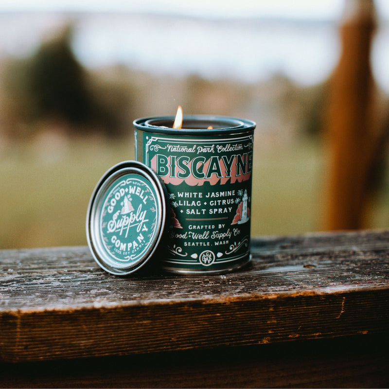 Good & Well Supply Co Biscayne National Park Candle Candles Black Half Pint / 8oz / Cotton Wick,Pint / 14oz / Cotton Wick