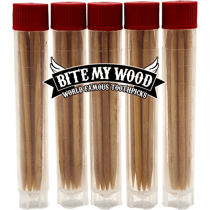 Bitemywood 5 Pack Qty Flavored Birchwood Toothpicks Ultimate Extreme Hot Cinnamon 60 Picks Total Count Super Infused Flavor Toothpick