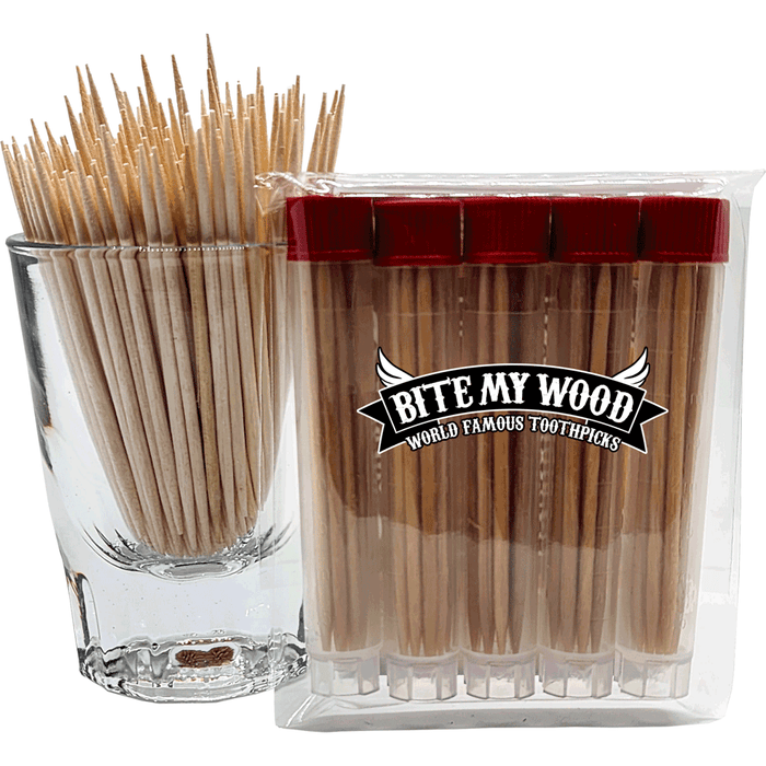 Bitemywood 5 Pack Qty Flavored Birchwood Toothpicks Ultimate Extreme Hot Cinnamon 60 Picks Total Count Super Infused Flavor Toothpick