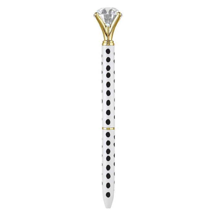 The Bullish Store - Black And White Polka Dots Gem Pen | Giftable Pen | Novelty Office Desk Supplies