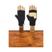 Black Melange Fingerless Glove with Natural Deerskin Palm