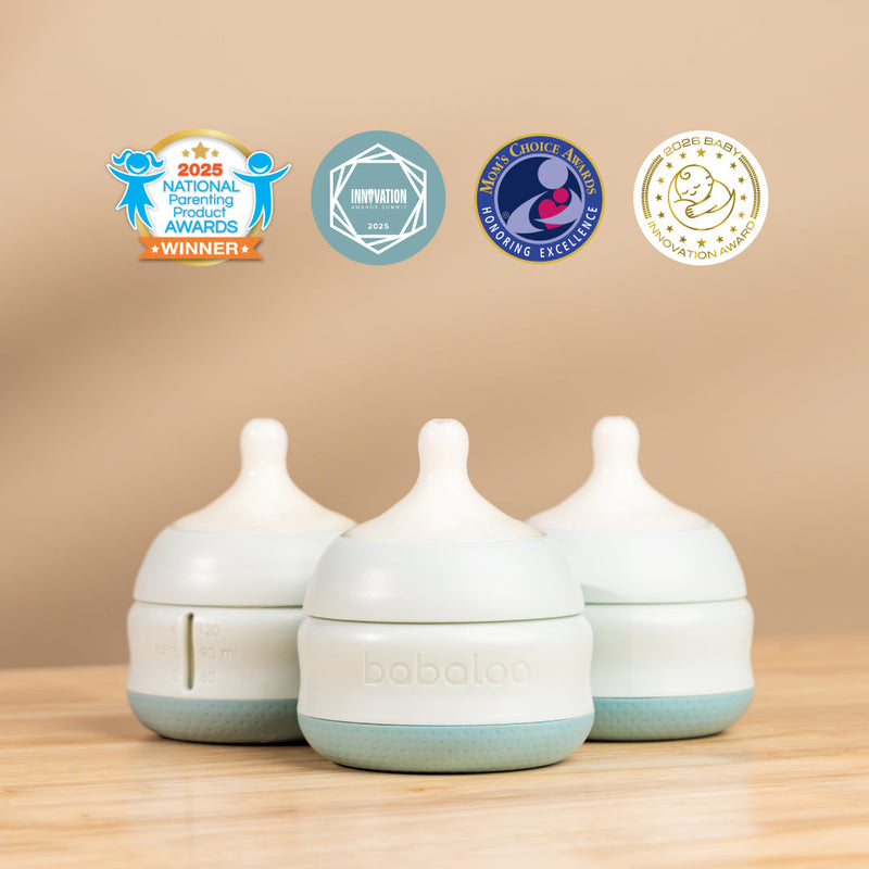 Babaloo babaloo bottle set of 3 Tan Bleu / 5 oz,Bleu / 8 oz,Creme / 5 oz,Creme / 8 oz