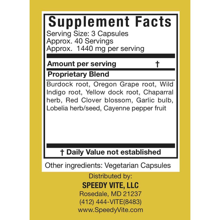 SpeedyVite® Natural Blood Cleanser Supplement (120 Veg caps) Organic & Wildcrafted Made in USA FREE EXPEDITED