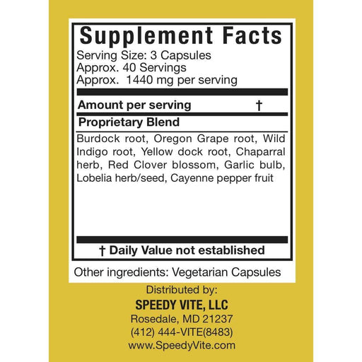 SpeedyVite® Natural Blood Cleanser – 120 Veg Capsules | Herbal Detox Support | SpeedyVite® - FREE EXPEDITED Veg Capsules