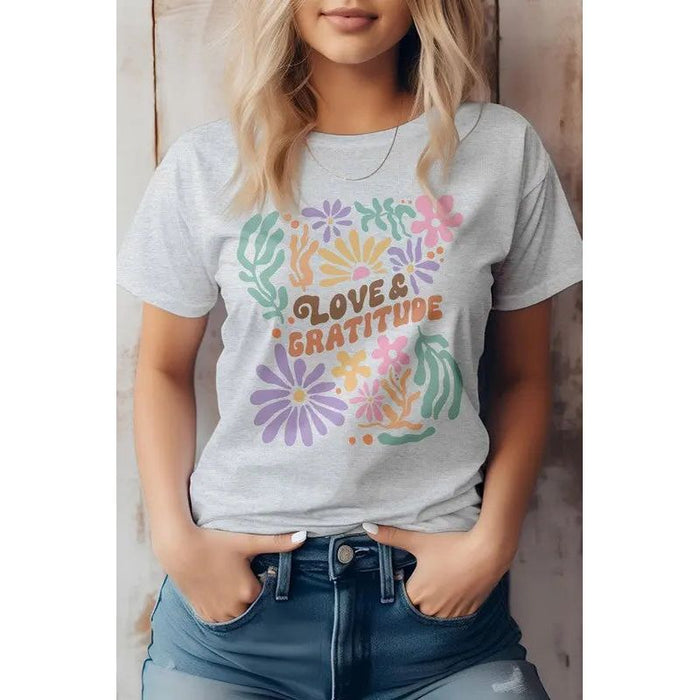 Bloom Love & Gratitude Boho Graphic Tee | Made in the USA