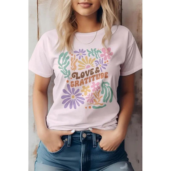 Bloom Love & Gratitude Boho Graphic Tee | Made in the USA