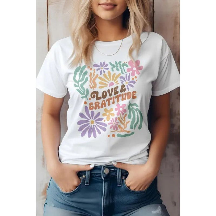 Bloom Love & Gratitude Boho Graphic Tee | Made in the USA