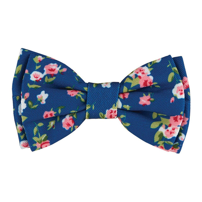 The Bullish Store - Blue Floral Pet Bow Tie | Dog Or Cat Fancy Bowtie Attaches To Collar