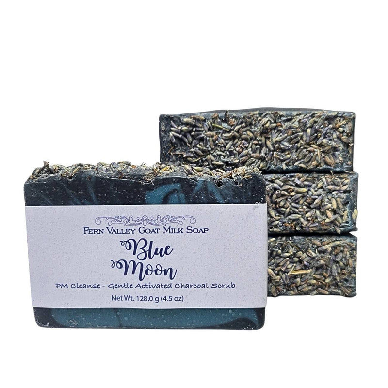 Fern Valley Soap Natural Goat Milk Soap | Charcoal Exfoliating Scrub | Blue Moon PM Cleanse Goat Milk Soap