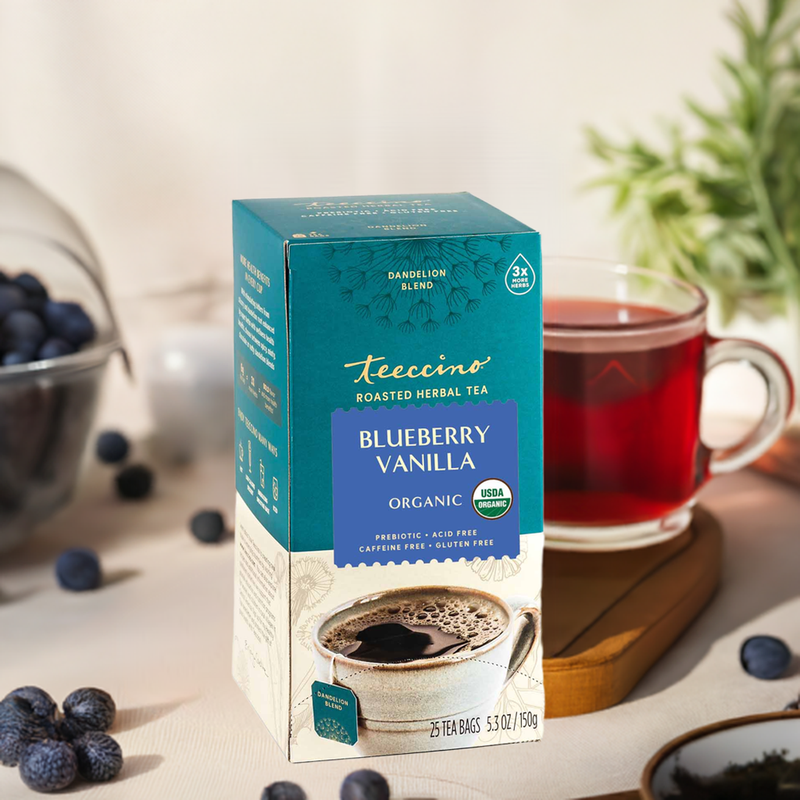 Teeccino Dandelion Blueberry Vanilla Roasted Herbal Tea Herbal Tea