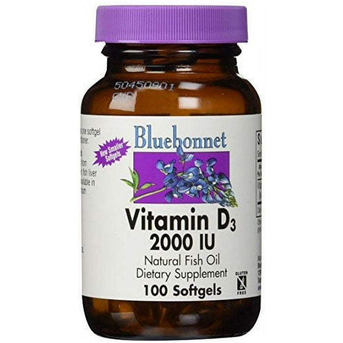 Bluebonnet Vitamin D3 2000 IU Natural Fish Oil, 100 Softgels