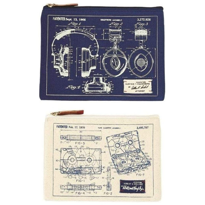 The Bullish Store - Blueprint Canvas Zipper Pouches | Set Of 2 | Masculine Gift