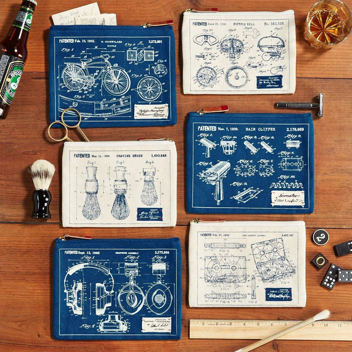 The Bullish Store - Blueprint Canvas Zipper Pouches | Set Of 2 | Masculine Gift