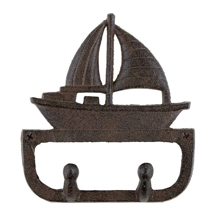 The Bullish Store - Boat Cast Iron Brown Hook | Coastal Themed Decorative Wall Hook | 5.5" X 5"H