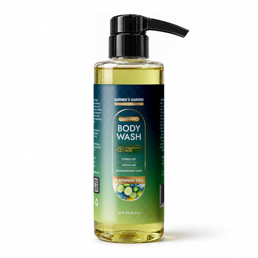 Garner's Garden 4D Hyaluronic Acid Body Wash | Organic Body Wash White Smoke 4D HA Body Wash Platinum Veil / 16 oz (Recommended)