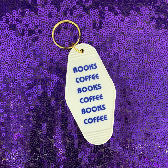 The Bullish Store - Books Coffee Books Coffee Motel Style Keychain In White