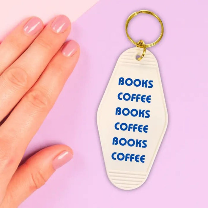 The Bullish Store - Books Coffee Books Coffee Motel Style Keychain In White