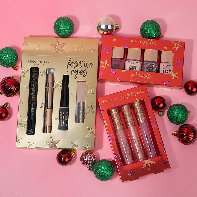 Profusion Cosmetics Crimson Gel Nails – 4-Piece Nail Polish Set with Top Coat Nail Polishes