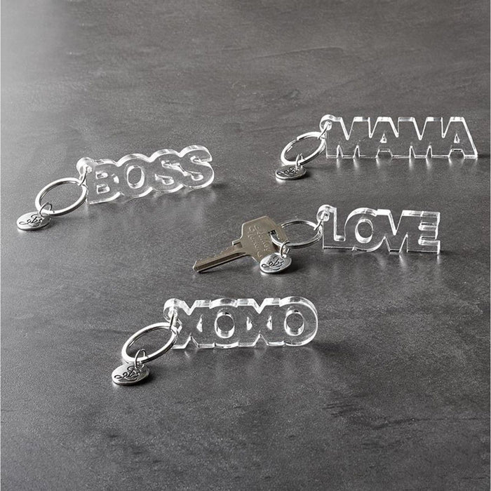 The Bullish Store - Boss Acrylic Word Keychain | Clear Transparent Word Shaped Keyholder