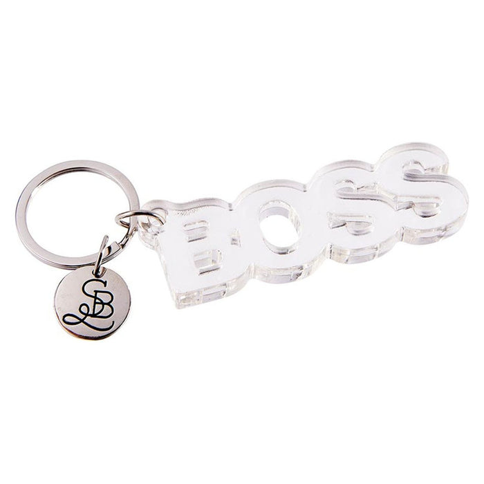 The Bullish Store - Boss Acrylic Word Keychain | Clear Transparent Word Shaped Keyholder