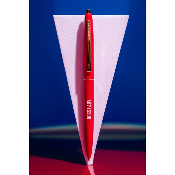 The Bullish Store - Boss Lady Pen In Cherry Red With Gold Accents