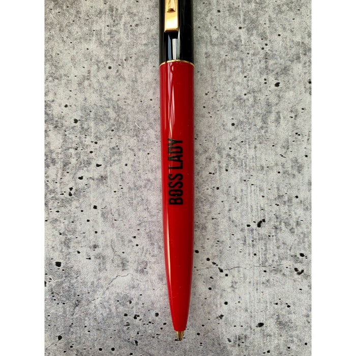 The Bullish Store - Boss Lady Two-Tone Refillable Pen In Cherry Red And Black