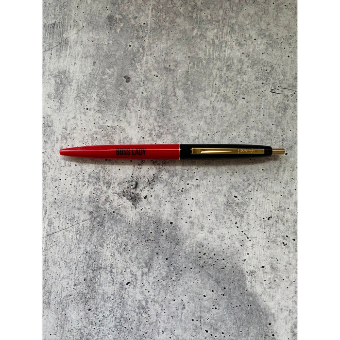 The Bullish Store - Boss Lady Two-Tone Refillable Pen In Cherry Red And Black