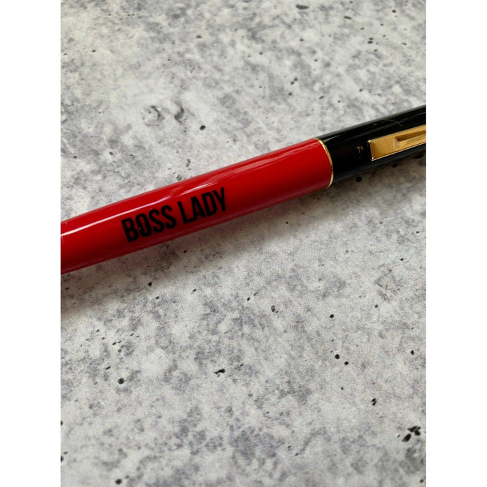 The Bullish Store - Boss Lady Two-Tone Refillable Pen In Cherry Red And Black