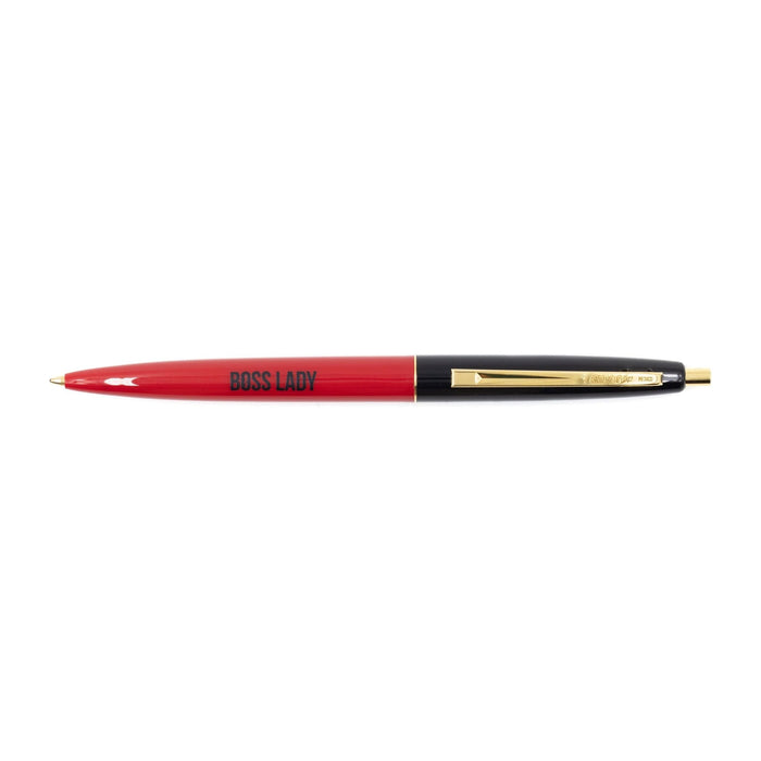 The Bullish Store - Boss Lady Two-Tone Refillable Pen In Cherry Red And Black