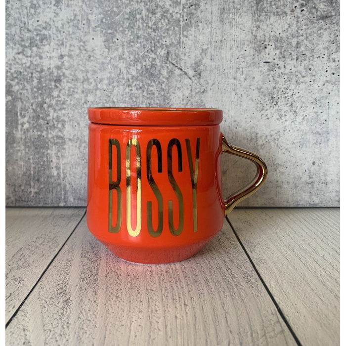 The Bullish Store - Bossy Mug & Coaster Lid In Red And Gold