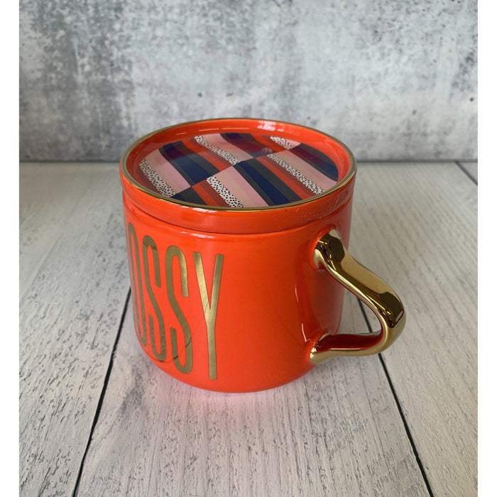 The Bullish Store - Bossy Mug & Coaster Lid In Red And Gold