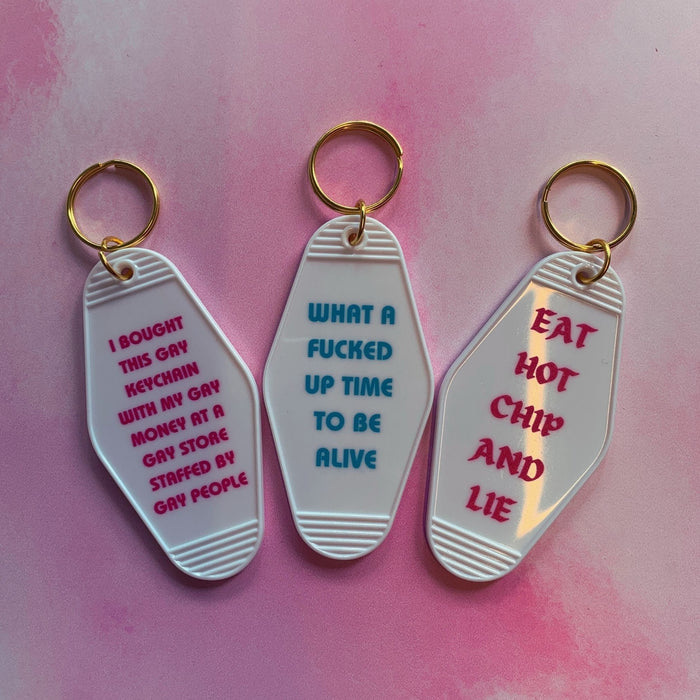 The Bullish Store - Bought This Gay Keychain With My Gay Money Motel Style Keychain In White