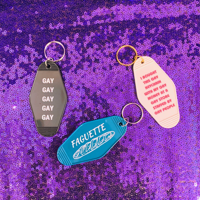 The Bullish Store - Bought This Gay Keychain With My Gay Money Motel Style Keychain In White