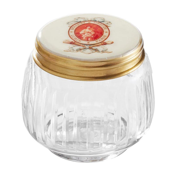 The Bullish Store - Brass Glass Jar | French Country Decorative Vintage Style Storage Bottle With Lid | 3" X 2"