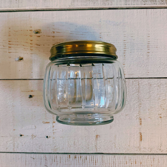 The Bullish Store - Brass Glass Jar | French Country Decorative Vintage Style Storage Bottle With Lid | 3" X 2"