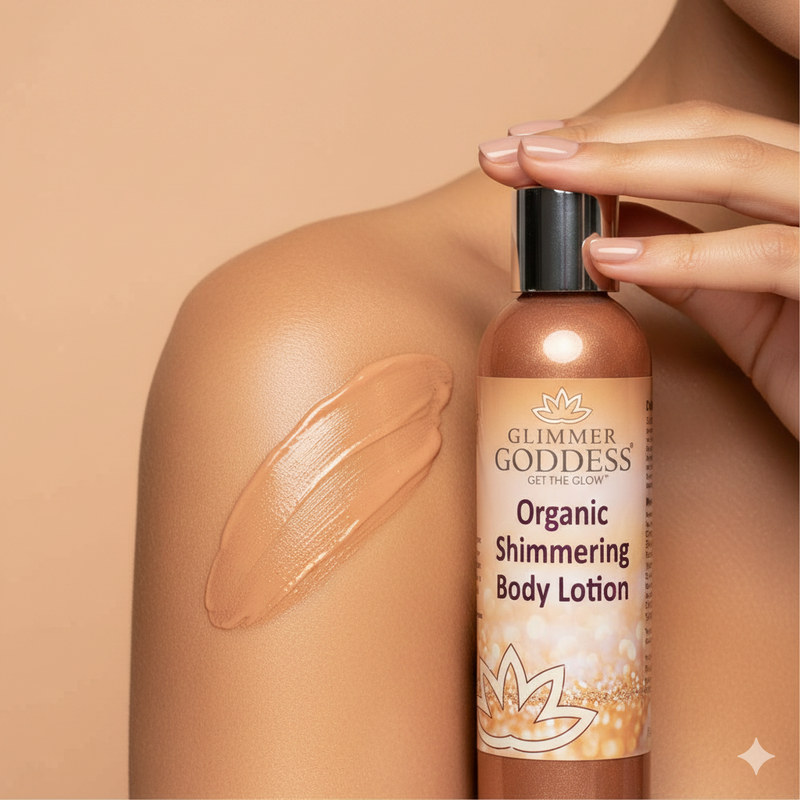 Glimmer Goddess® Organic Skin Care Organic Bronze Shimmer Body Lotion – Buildable Glow Shimmer