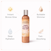 Glimmer Goddess® Organic Skin Care Organic Bronze Shimmer Body Lotion – Buildable Glow Shimmer