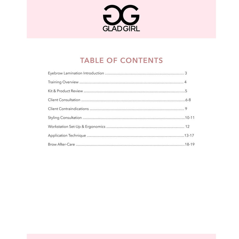 GladGirl Eyebrow Lamination Application Training Manual Marketing