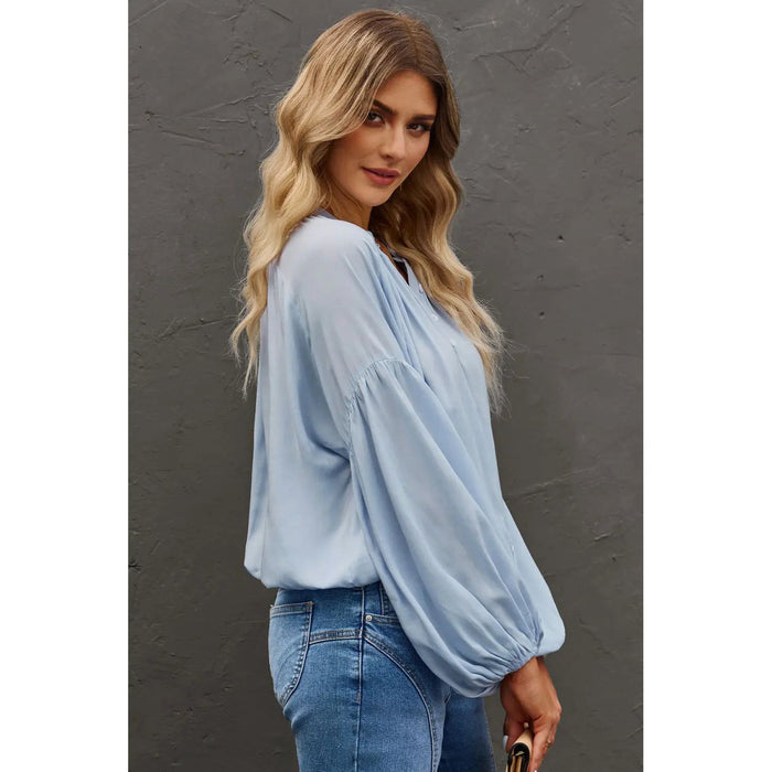 Button Up Balloon Sleeve Shirt