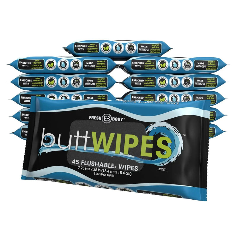Fresh Body FB® Buttwipes 45ct Flow Pack (select quantity) Adult Hygienic Wipes