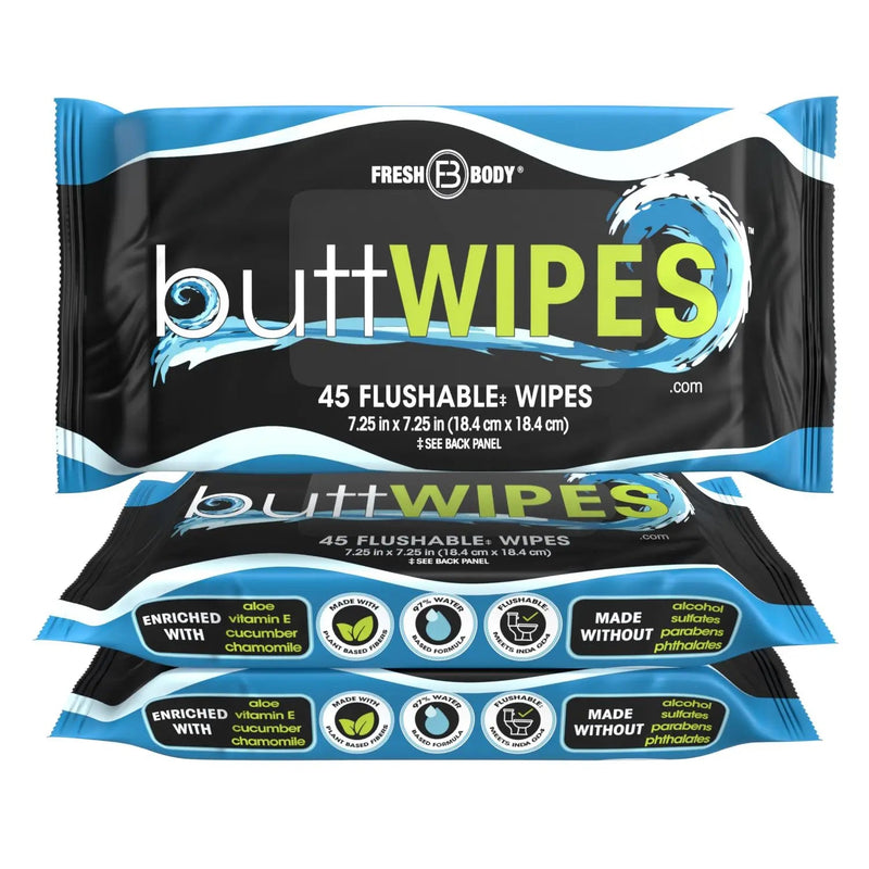 Fresh Body FB® Buttwipes 45ct Flow Pack (select quantity) Adult Hygienic Wipes
