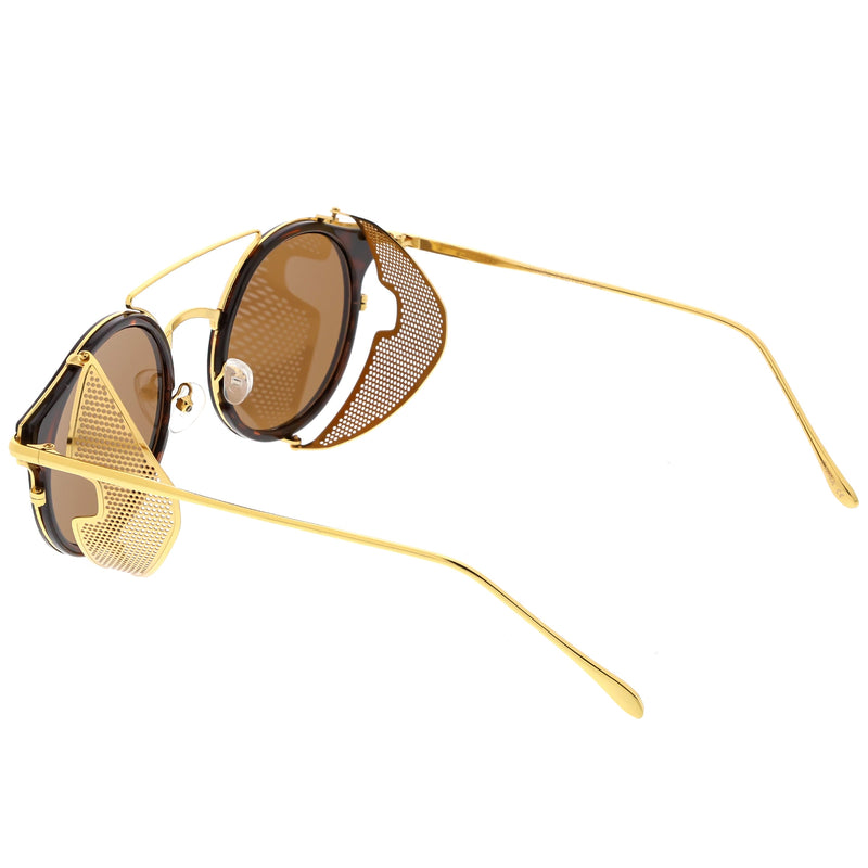 zeroUV Vintage Dapper Steampunk Side Cover Round Sunglasses C083 Sunglasses