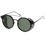 zeroUV Vintage Dapper Steampunk Side Cover Round Sunglasses C083 Sunglasses