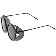 zeroUV Vintage Dapper Steampunk Side Cover Round Sunglasses C083 Sunglasses